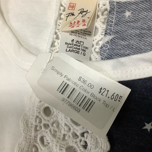 NWT 7th Ray American Flag Sleeveless Top Sz Large - Picture 8 of 10
